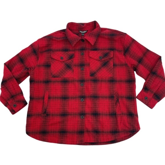 Size XL The BC Clothing Co 100%Cotton Red and Black Plaid Flannel Button Down - Picture 1 of 7